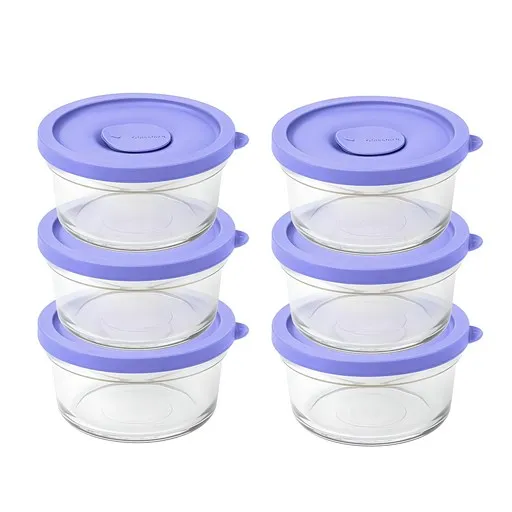 글라스락 렌지쿡 촉촉한 햇밥용기 원형 무드브릭, 3개, 350ml