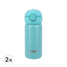 누비 스텐 원터치 물병2, 2개, 베리블루, 300ml
