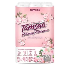 탐사 체리블라썸 천연펄프 3겹 롤화장지, 27m, 30롤, 1개