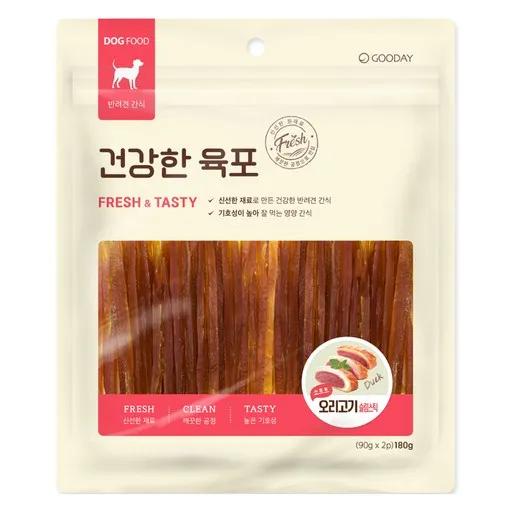 굿데이 강아지 소프트 슬림스틱 건강한 육포, 오리고기, 180g
