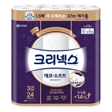 크리넥스 3겹 데코 앤 소프트 화장지, 37m