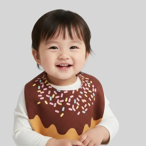 유아 방수 턱받이 아기 이유식 턱받이 스냅형 디자인 동글빕