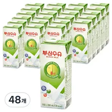 부산우유 멸균 흰우유, 200ml, 48개
