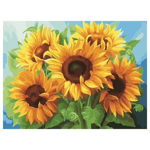 메이리앤 보석십자수 DIY 비즈공예 키트 40 x 30 cm, 0006.해바라기 다섯 송이