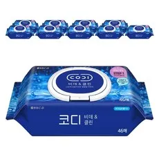 코디 비데앤클린 물티슈 캡형, 60g, 46매, 10개