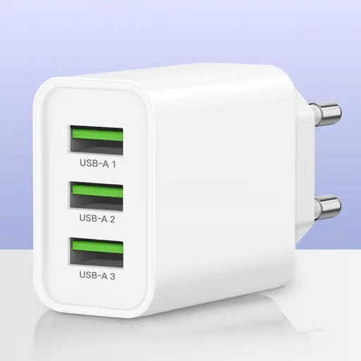 홈플래닛 18W 3포트 USB 멀티 충전기 어댑터, 화이트