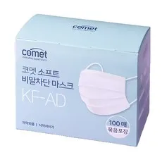 코멧 소프트 비말차단 마스크 KF-AD 실속형 묶음포장 대형, 100개입, 1개, 화이트
