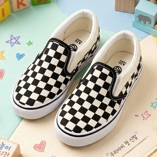 페이퍼플레인키즈 아동용 클래식 체크 슬립온 운동화