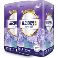 프리미엄골드3겹 데코 화장지 천연펄프 함유, 30m, 30롤, 2개