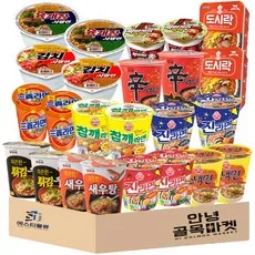 농심 오뚜기 팔도 삼양 컵 라면 24입 ( 신라면 육개장 진순 진매 왕뚜껑 짜파게티 새우탕 도시락 튀김우동 참깨 스낵 삼양 ), 24개