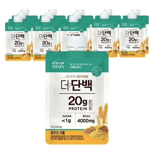 빙그레 더 단백 파우치 곡물맛 단백질 파우더 분말, 32g