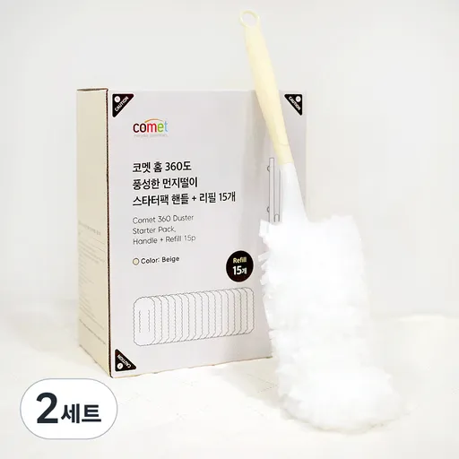 코멧 홈 360도 풍성한 핸들 먼지떨이 스타터팩 + 리필 15p 세트