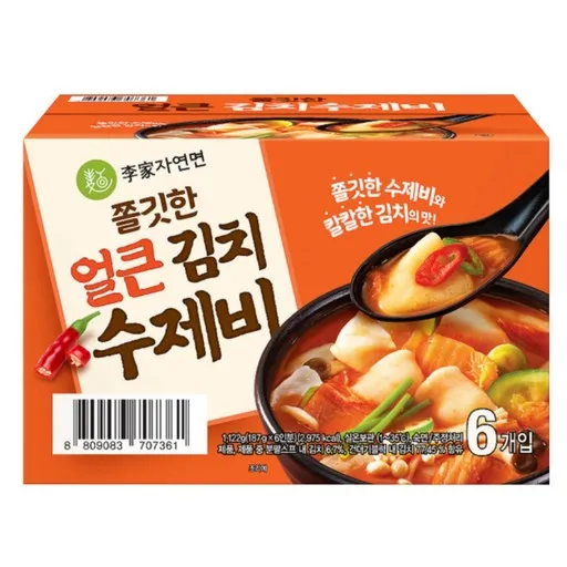 이가자연면 쫄깃한 얼큰 김치수제비, 187g