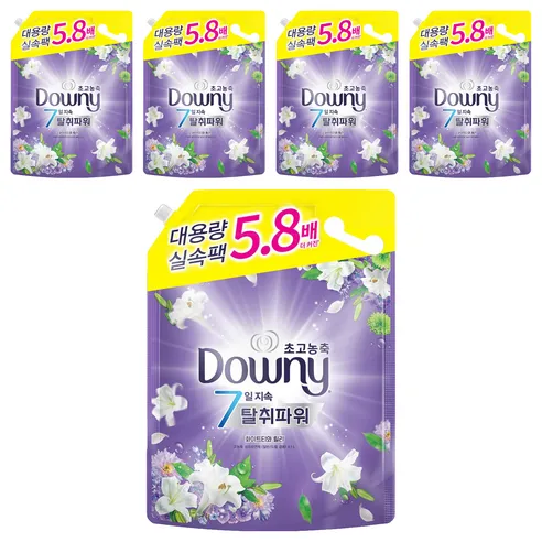 다우니 초고농축 7일지속 탈취파워 섬유유연제 화이트티와 릴리 리필, 1.6L