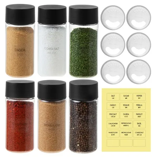 코멧 홈 국내생산 BPA FREE 클리어 원형 밀폐 양념통 6P 세트, 350ml