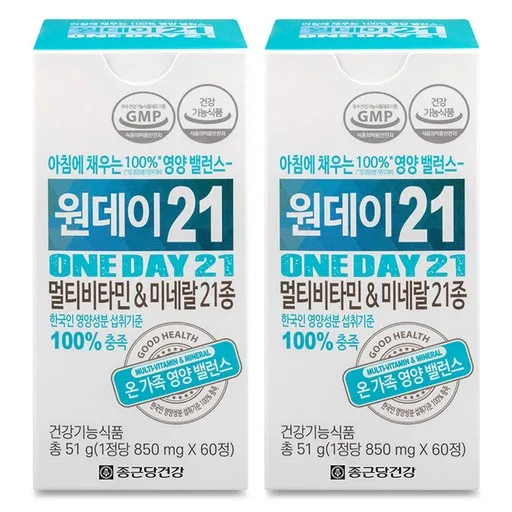 종근당건강 원데이21 멀티비타민 & 미네랄21종, 60정