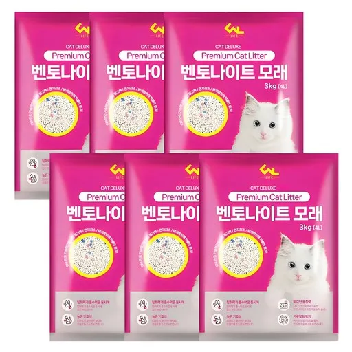 씨엔앨라이프 고양이 벤토나이트 모래 응고형, 4L, 3kg, 6개, 자스민