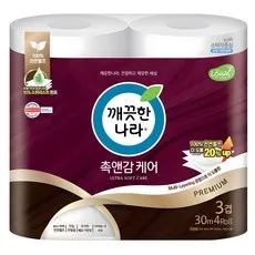 촉앤감 천연펄프 3겹 케어 롤화장지, 30m, 4개입, 1개