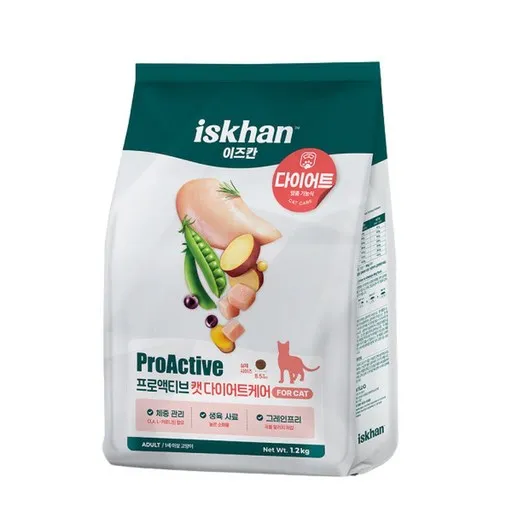 이즈칸 캣 프로액티브 어덜트케어 사료, 헤어볼, 1.2kg