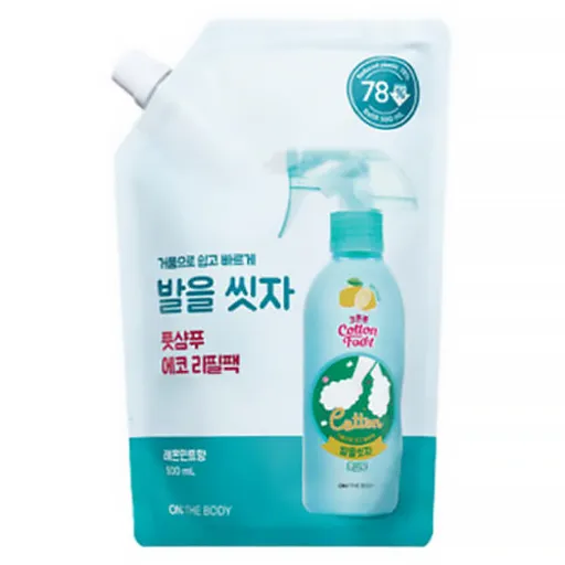 온더바디 코튼풋 발을 씻자 풋샴푸 레몬민트향 에코 리필팩