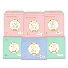 리버티오가네이처 니어스킨 생리대 날개형 중형 14p 3팩 + 대형12p 2팩 + 오버나이트10p