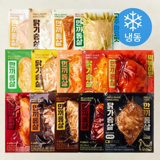한끼통살 통살 소스 닭가슴살 14종 세트 (냉동), 100g, 1개입, 14개