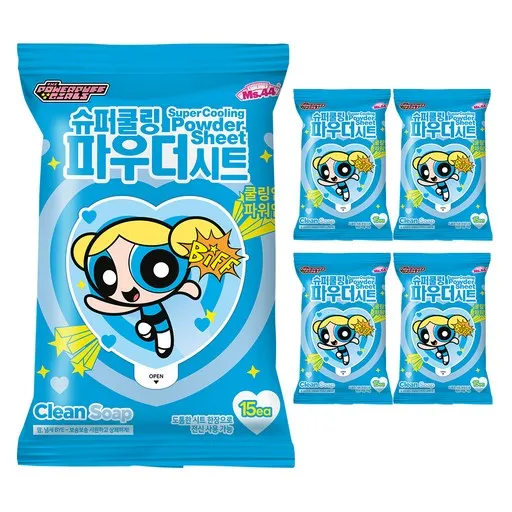 미스사사 슈퍼쿨링 파우더 시트 데오드란트 클린솝 15p