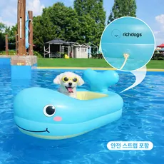 리치독스 강아지튜브 물놀이 애견 튜브 돌고래튜브, 1개, 블루