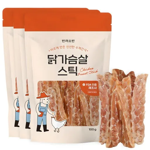 반려소반 강아지 수제 간식, 닭가슴살, 100g