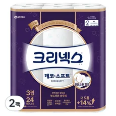 크리넥스 3겹 데코 앤 소프트 천연펄프 화장지, 34m, 24롤