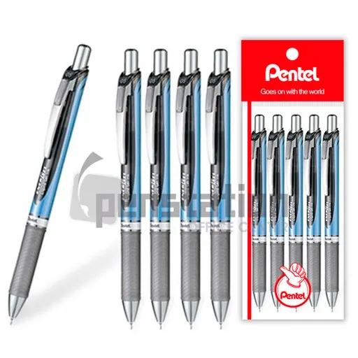 Pentel 에너겔 노크식 니들팁 볼펜 BLN75 0.5mm 세트, BLN75 0.5mm 블랙3+블루1+레드1개 세트