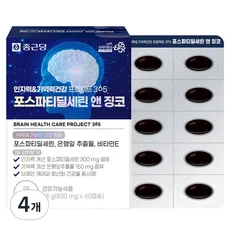 종근당 인지력 & 기억력건강 프로젝트 365 포스파티딜세린 앤 징코 48g, 60정, 4개
