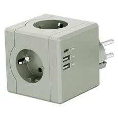 티메코 SF코팅 큐브 디자인 멀티탭 4000W 고용량 3구 (USB-A 2개 C타입 1개), 1개, 그레이, 7.6cm