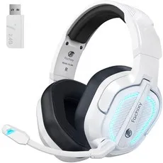 파치시 무선 게이밍 헤드셋 가상 7.1 FPS 게임 뮤직 듀얼 EQ 모드 2.4GHz RGB 노이즈 캔슬링 마이크, 화이트블랙, FC200