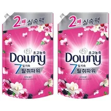 다우니 고농축 섬유유연제 7일 탈취파워 목련과 베리 리필, 1.6L, 2개