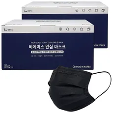 국산 일회용 덴탈마스크, 100매, 1개, 중형 블랙