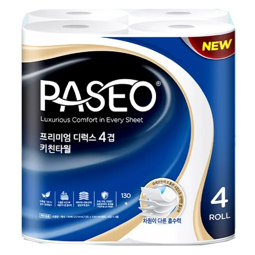 파세오 프리미엄 디럭스 4겹 천연펄프 키친타올