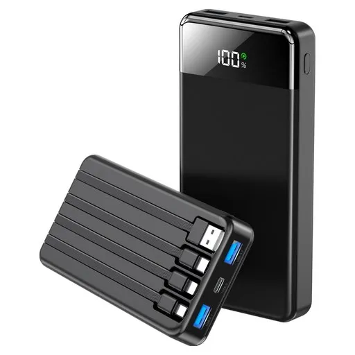 UOOFON  일체형 보조배터리 고속충전 30000mAh 대용량 PD 22.5W QC3.0 잔량표시+ 4개 케이블 멀티단자
