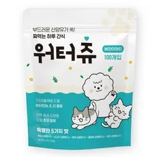 워터츄 짜먹는 강아지간식 대용량, 15g, 100개, 5가지맛