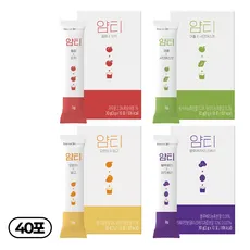얌티 4종 이온음료 전해질음료 애플 샤인머스캣 x 플럼 피치 x 오렌지 망고 x 블루베리 라즈베리, 3g, 4박스, 10개입