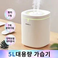 로즈케이엠 usb 대용량 5L 가습기 듀얼미스트 저소음 무드등 간편 세척 탁상용 가정용 실내가습기, CJS-5K3, White