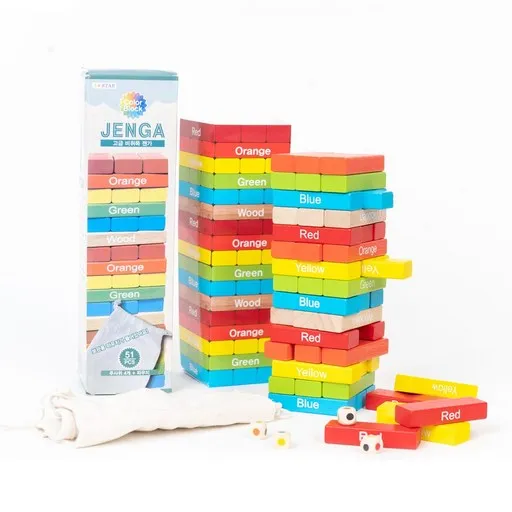 아이스타 원목 컬러 젠가 51pcs (정리.보관용파우치 포함) 보드게임