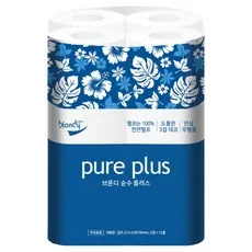 브론디 순수플러스 천연펄프 3겹 고급롤화장지, 27m, 12개입, 1개