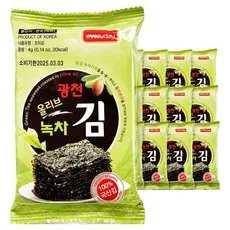 매일푸드 광천 녹차 올리브 도시락김, 16개, 4g