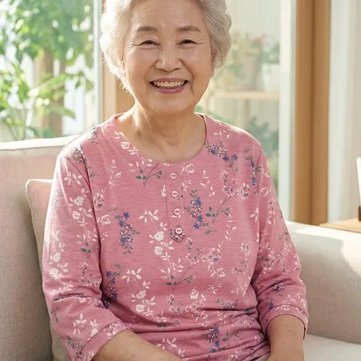 국민할매 할머니옷 엄마옷 여름 데일리 헤라장미 면혼방 라운드 7부 티셔츠[CH-T09] 요양원옷