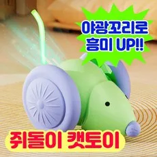고양이 장난감 강아지 장난감 움직이는 자동 장난감 달리는 쥐돌이, 1개, 그린, 쥐돌이장난감