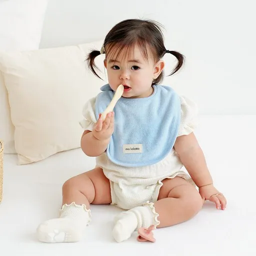 마롤로뜨 테리 원형 아기 턱받이 양면 2겹