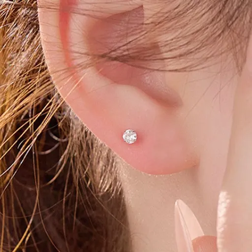 젤루나 여성용 써지컬 얇은 원큐빅 라운드 기본 바벨 볼 피어싱 3mm P-789 2p