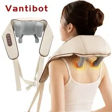 Vantibot 어깨 목 마사지기 온열 3D 웨어러블 목어깨 승모근 안마기, 고급 베이지