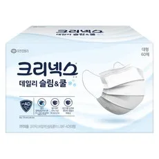 크리넥스 데일리 슬림 앤 쿨 비말차단 마스크 대형 KF-AD, 60개입, 1개, 화이트